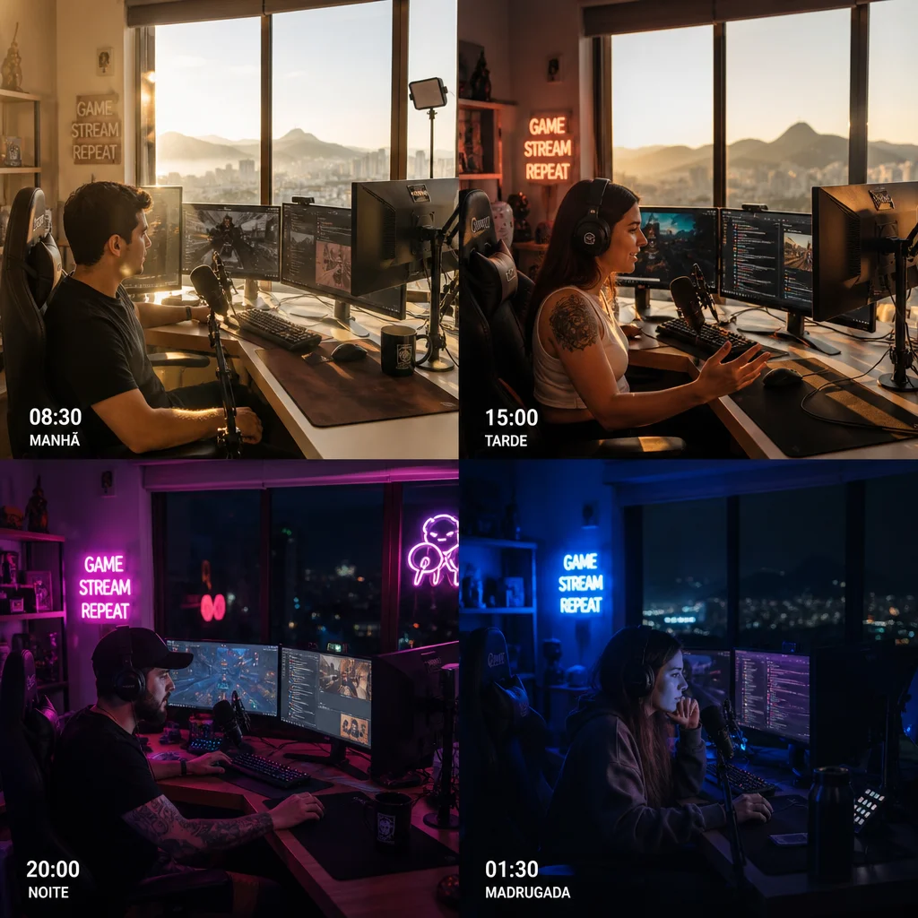 Streamers de cassino e a economia dos horários: como manhã, tarde, noite e madrugada moldam públicos diferentes